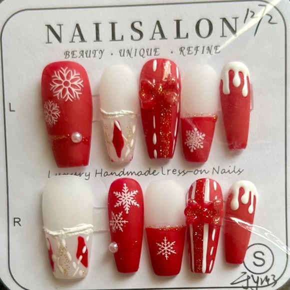 Gorgeous 10 pcs Handmade Press-On Nails (Nail Kit - Reusable). - Picture 3 of 3
